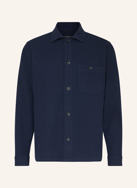 STROKESMAN'S Piqué-Hemd Comfort Fit DUNKELBLAU