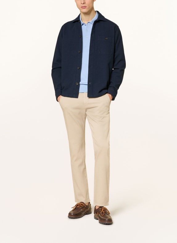 STROKESMAN'S Piqué-overhemd Comfort Fit DONKERBLAUW
