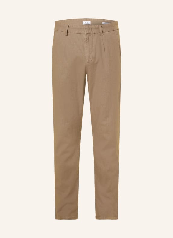 PAUL Regular fit chino with linen OLIVE