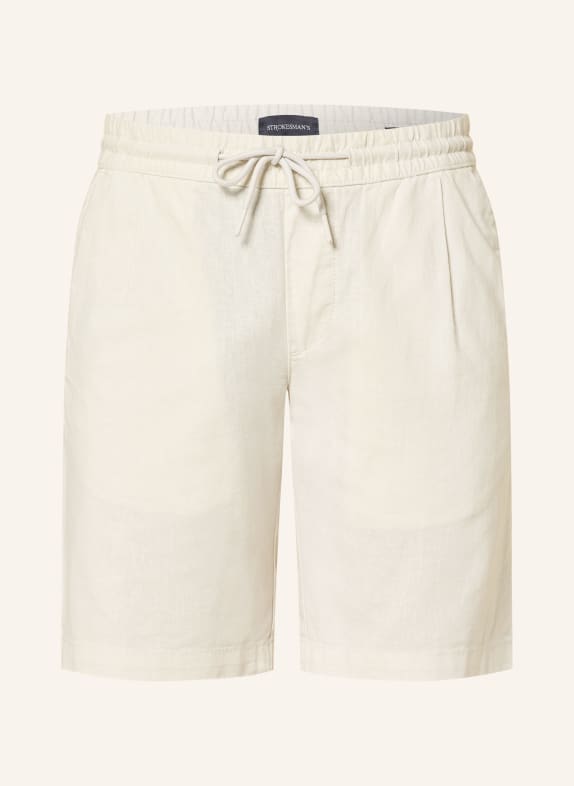 STROKESMAN'S Regular fit shorts with linen LIGHT GRAY