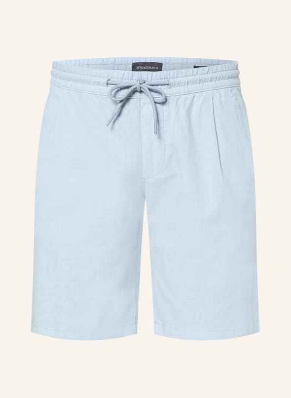 STROKESMAN'S Regular fit shorts with linen LIGHT BLUE