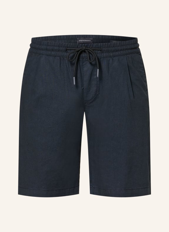 STROKESMAN'S Regular fit shorts with linen DARK BLUE
