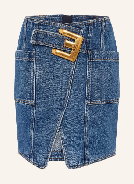 BALMAIN Jeansrock in Wickeloptik BLAU