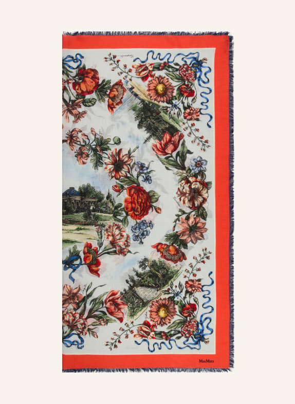 Max Mara Tuch CAMICE mit Seide HELLBLAU / ROT / DUNKELGRÜN