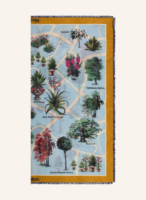 Max Mara Tuch CAMICE mit Seide HELLBLAU / DUNKELORANGE / DUNKELGRÜN