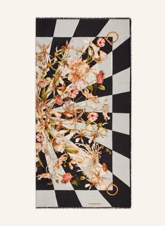 FERRAGAMO šála KRÉMOVÁ / ZLATÁ / ČERNÁ