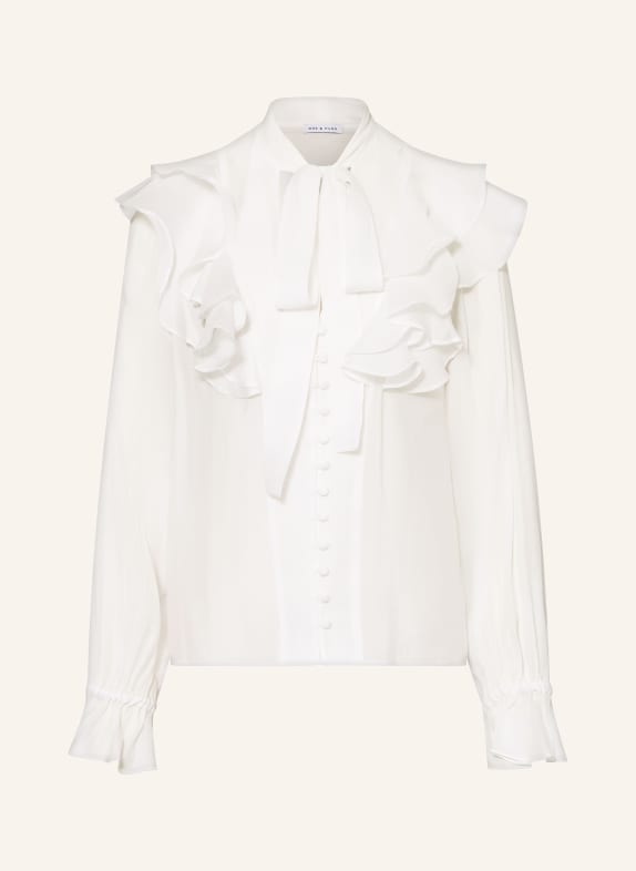 MRS & HUGS Schluppenbluse mit Volants WEISS