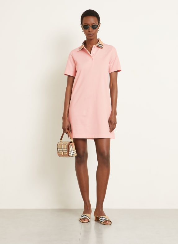 BURBERRY Sukienka polo z pikowanym wzorem BLADORÓŻOWY / JASNOBRĄZOWY / CZERWONY