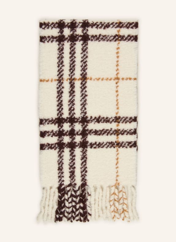 BURBERRY Alpaka-Schal aus Bouclé CREME / COGNAC / DUNKELBRAUN