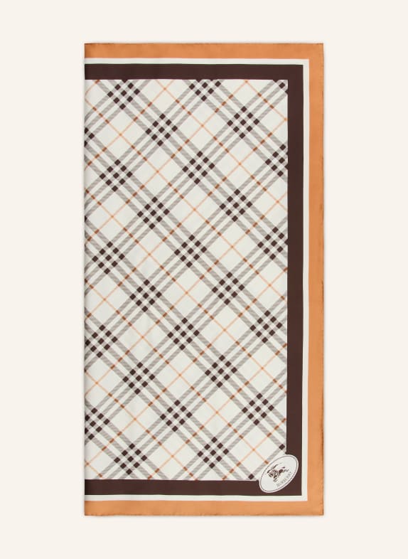 BURBERRY silk scarf CREAM / COGNAC / DARK BROWN