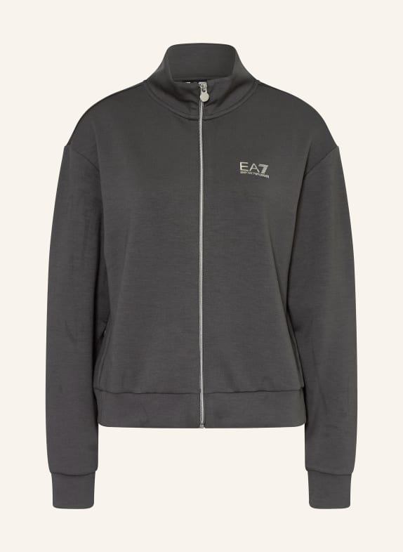 EA7 EMPORIO ARMANI Sweatshirt jacket with gemstones DARK GRAY