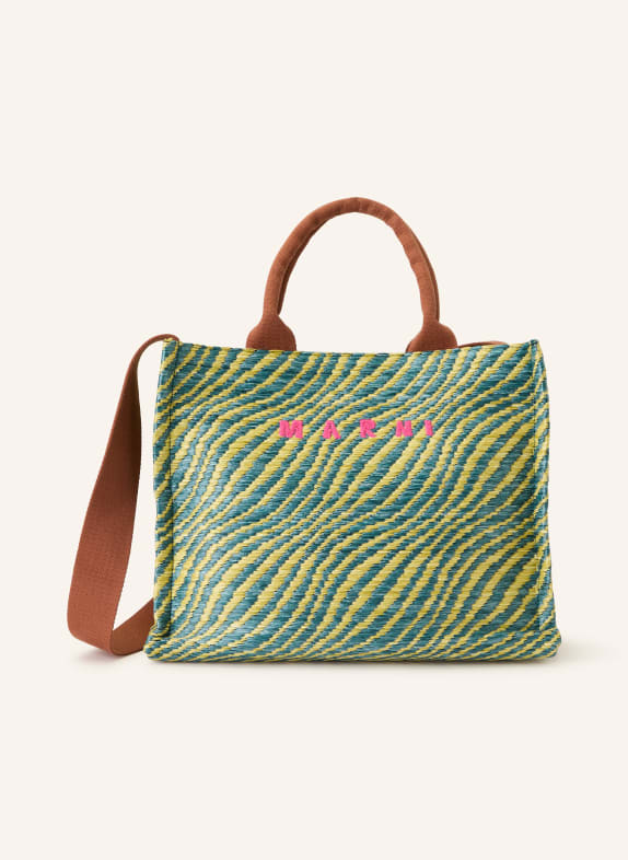 MARNI Shopper SMALL PETROL / BRAUN / HELLGRÜN