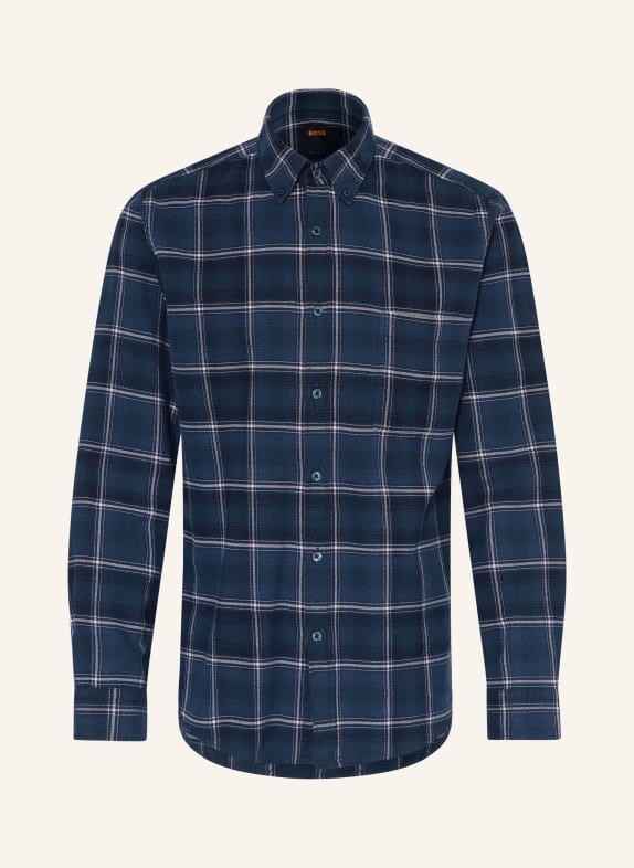 BOSS Flanellhemd RICKERT Regular Fit DUNKELBLAU / ROSA