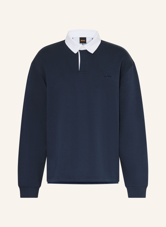 BOSS Jerseyové polo tričko EXIS TMAVĚ MODRÁ / BÍLÁ