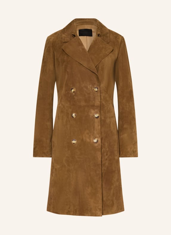 Dondup Leather trench coat BROWN