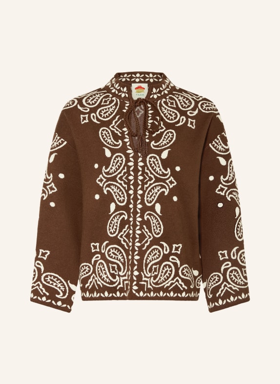 FARM RIO svetr TMAVĚ HNĚDÁ / BÍLÁ