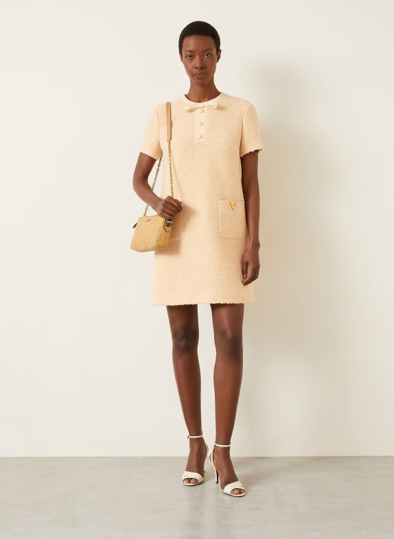 VALENTINO Tweedové pouzdrové šaty KRÉMOVÁ