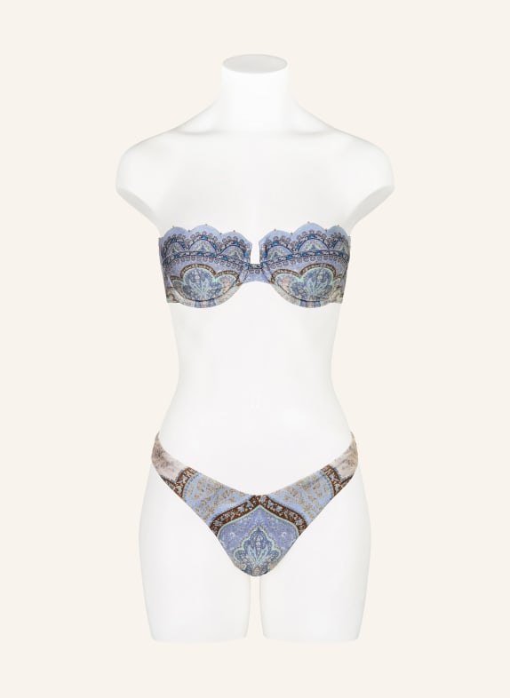 ZIMMERMANN Braziliaanse bikinibroek WANDERLUST BLAUWGRIJS / BRUIN / LICHTGRIJS