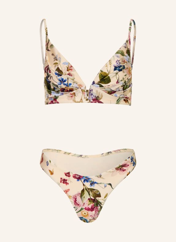 ZIMMERMANN Bralette bikiny PATIENCE TUCK PLUNGE KRÉMOVÁ / OLIVOVÁ / MODRÁ