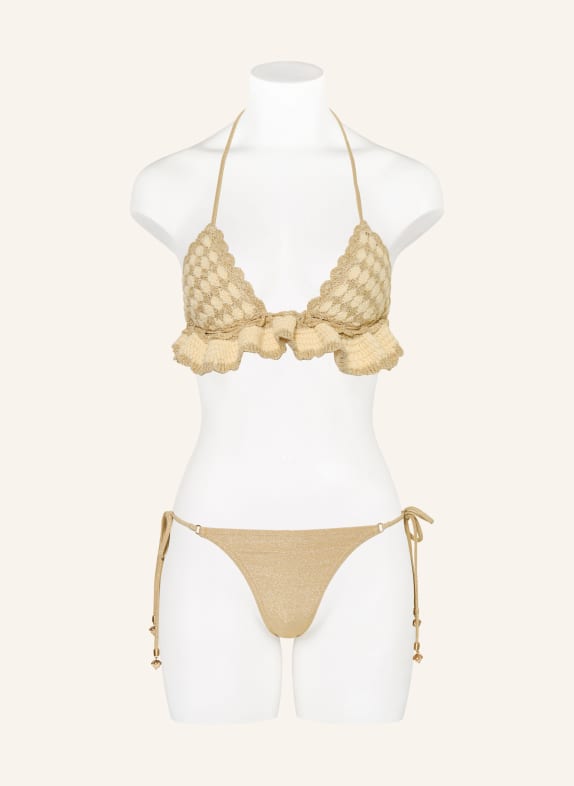 ZIMMERMANN Triangelbikini WANDERLUST met glittergaren GOUD / CRÈME