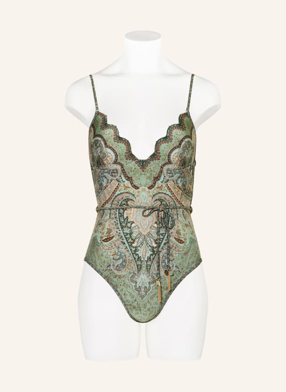 ZIMMERMANN Badpak WANDERLUST met sieradenparels LICHTGROEN / MINT / DONKERGROEN