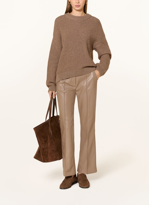 OPUS PANTS Byxor LUANE i läderlook BRUN
