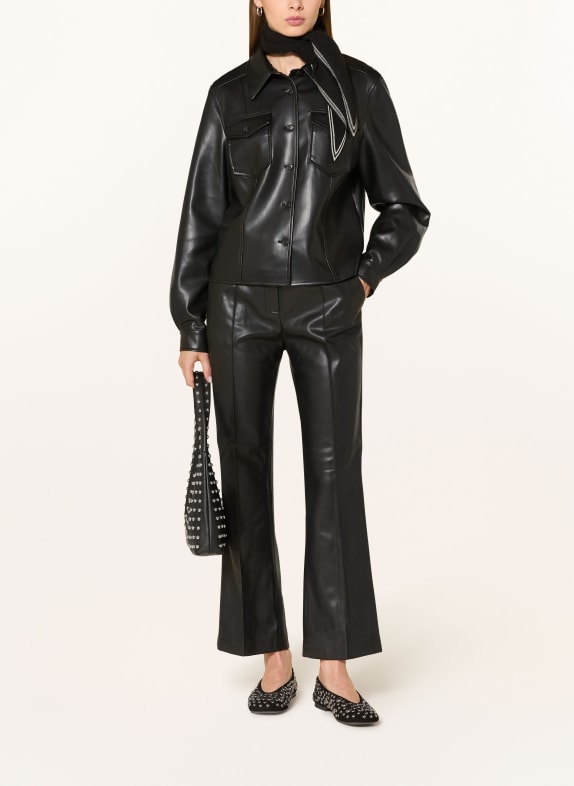 OPUS PANTS Broek LUANE in leerlook ZWART