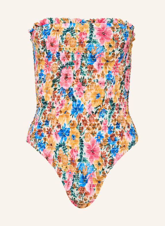 FARM RIO Strój kąpielowy bandeau FLORALINE MOCNORÓŻOWY / JASNOBRĄZOWY / NIEBIESKI