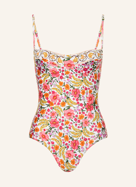 FARM RIO Underwire swimsuit BANANA FLOWERS WHITE / LIGHT RED / YELLOW