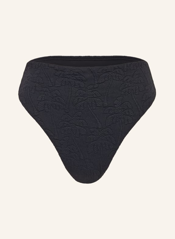 FARM RIO Majtki bikini z wysokim stanem BLACK PALM TREES CZARNY