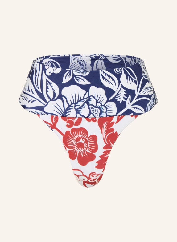 FARM RIO Majtki bikini z wysokim stanem CASHEW AND BIRDS BIAŁY / CZERWONY / NIEBIESKI