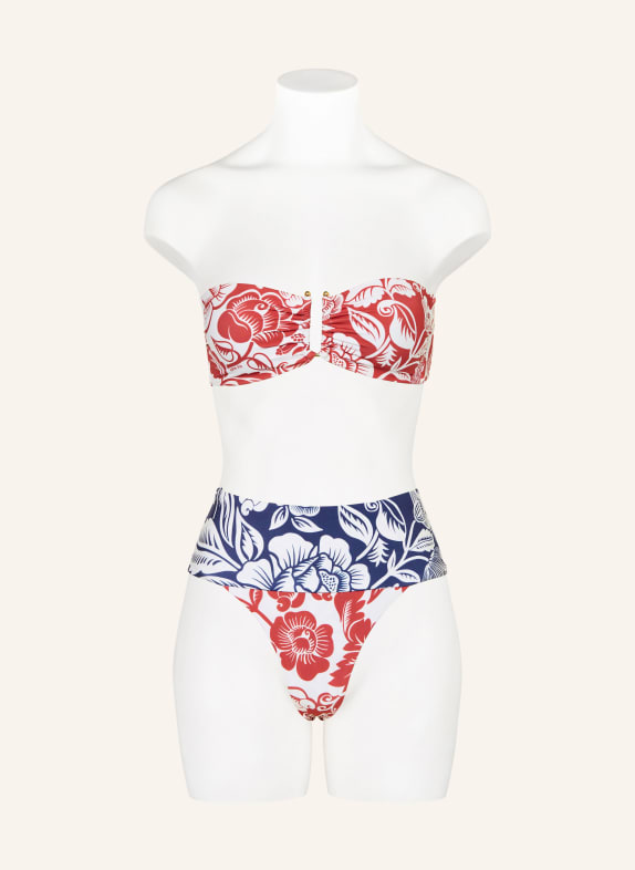 FARM RIO Bikini-broekje met hoge taille CASHEW AND BIRDS WIT / ROOD / BLAUW