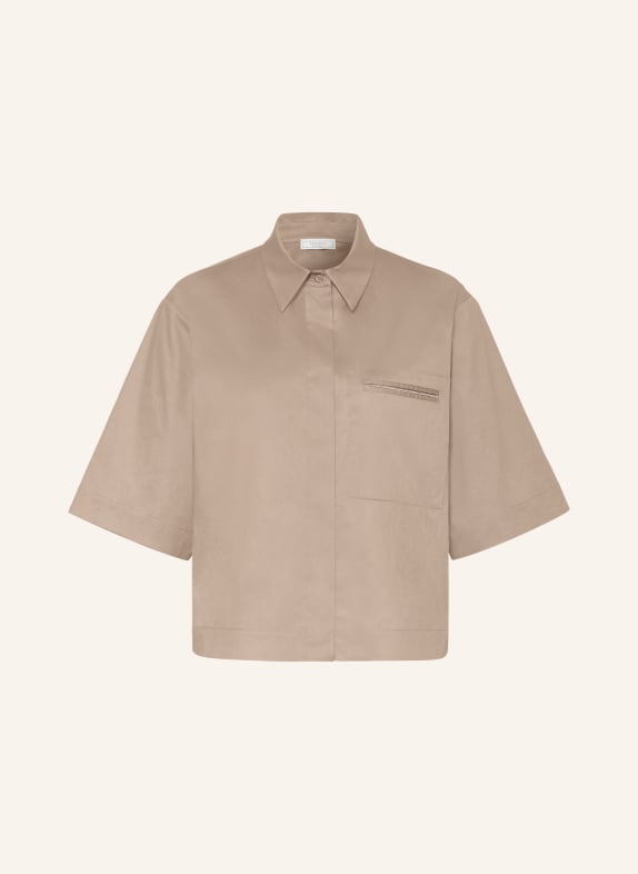 PESERICO Shirt blouse with gemstones TAUPE