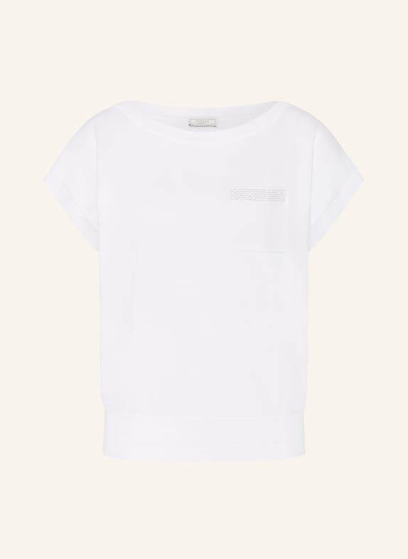 PESERICO Knitted shirt with gemstones WHITE