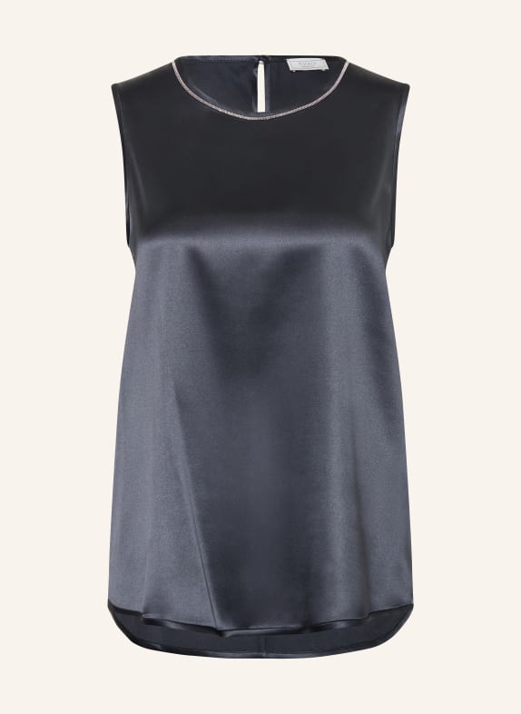 PESERICO Satintop mit Schmucksteinen GRAU