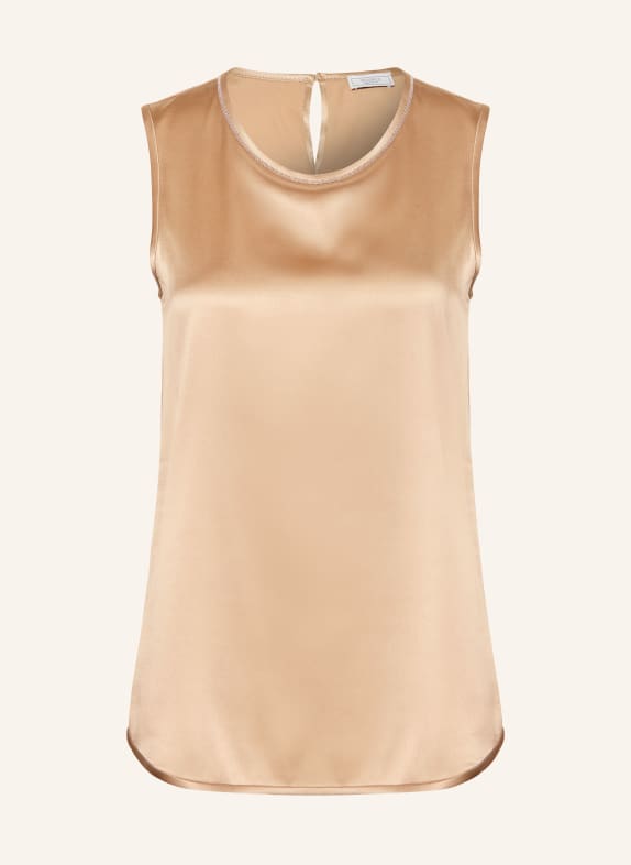 PESERICO Satin top with gemstones GOLD