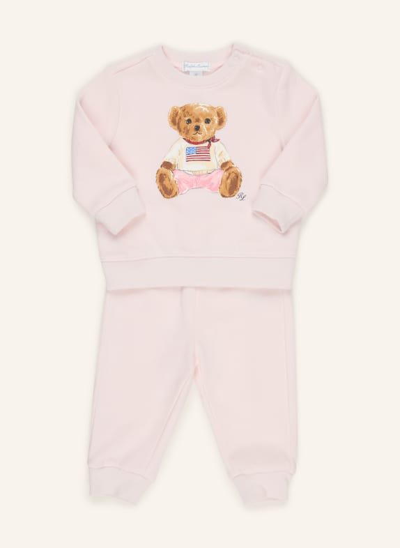 POLO RALPH LAUREN Sada: mikina a tepláky SVĚTLE RŮŽOVÁ / SVĚTLE HNĚDÁ / RŮŽOVÁ