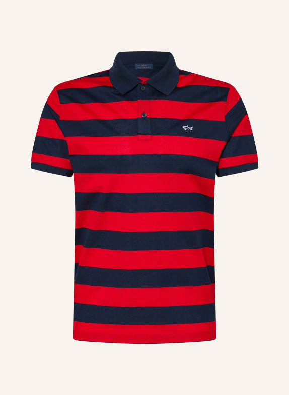 PAUL & SHARK Piqué-Poloshirt Regular Fit DUNKELBLAU / ROT