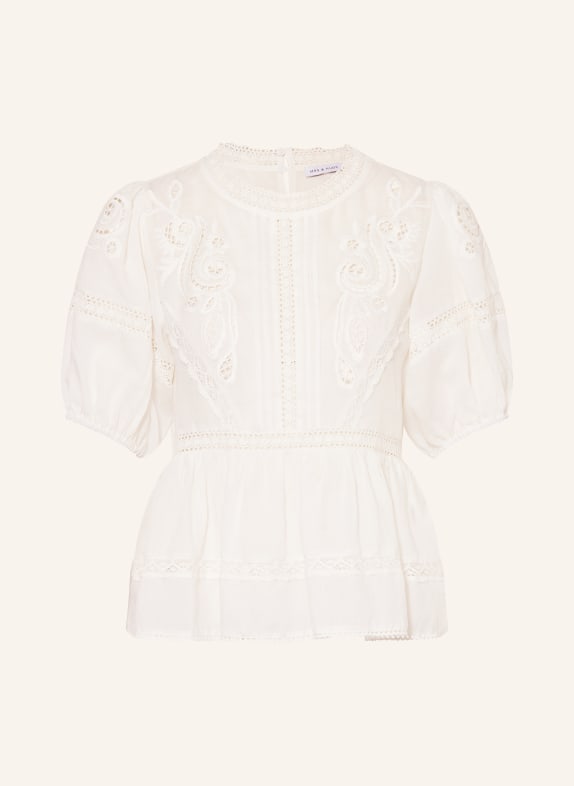 MRS & HUGS Blůza z krajky s otvory BÍLÁ