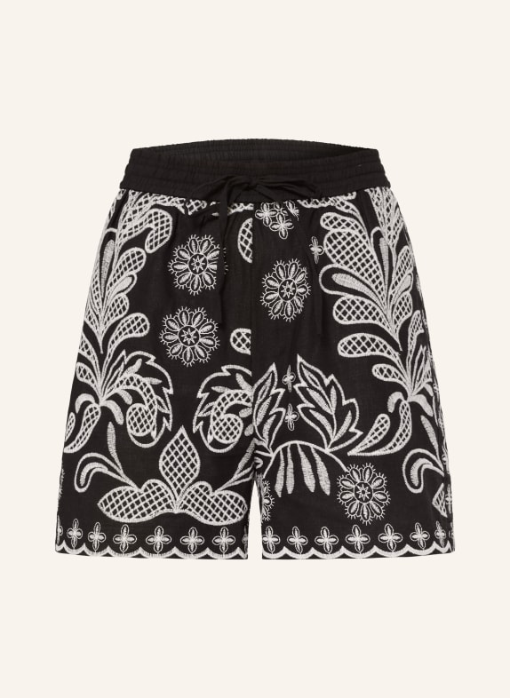 MRS & HUGS Shorts with linen BLACK / WHITE