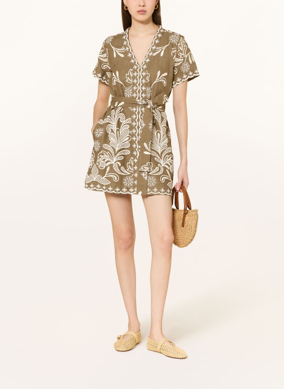 MRS & HUGS Šaty s pruhem OLIVOVÁ / BÍLÁ