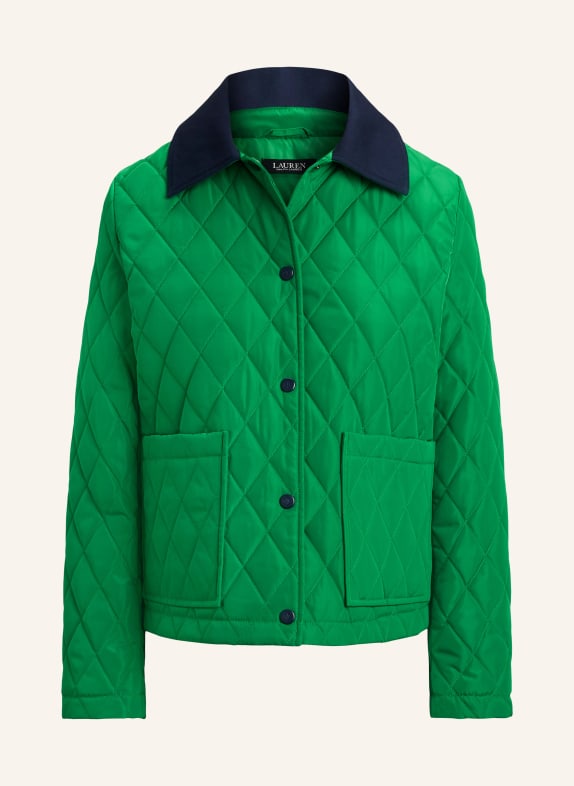 LAUREN RALPH LAUREN quilted jacket GREEN / DARK BLUE