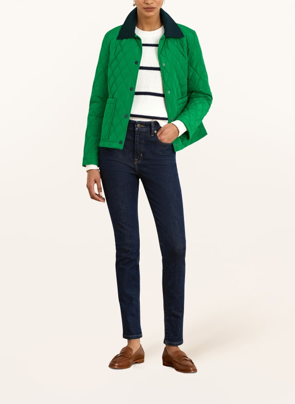 LAUREN RALPH LAUREN quilted jacket GREEN / DARK BLUE