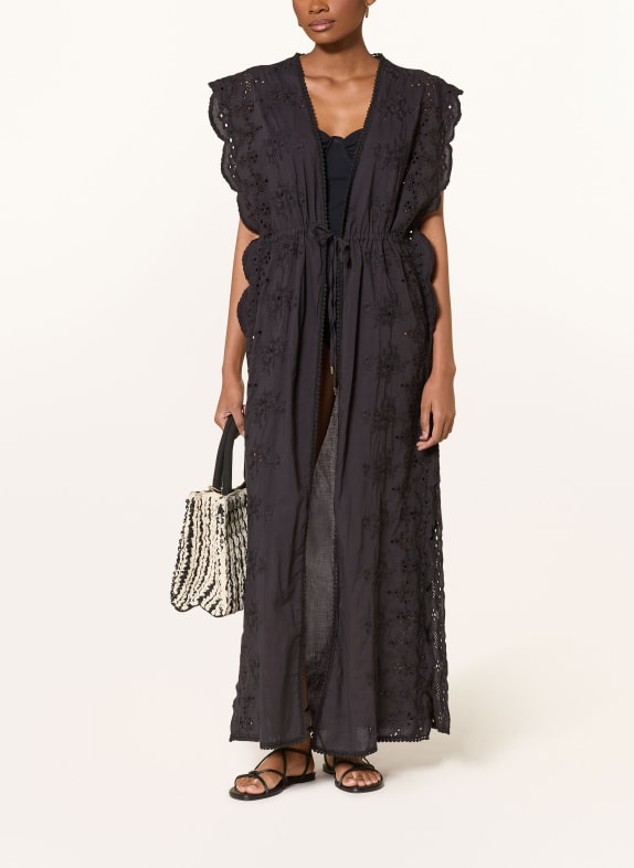 MELISSA ODABASH Kaftan TALITHA aus Lochspitze SCHWARZ