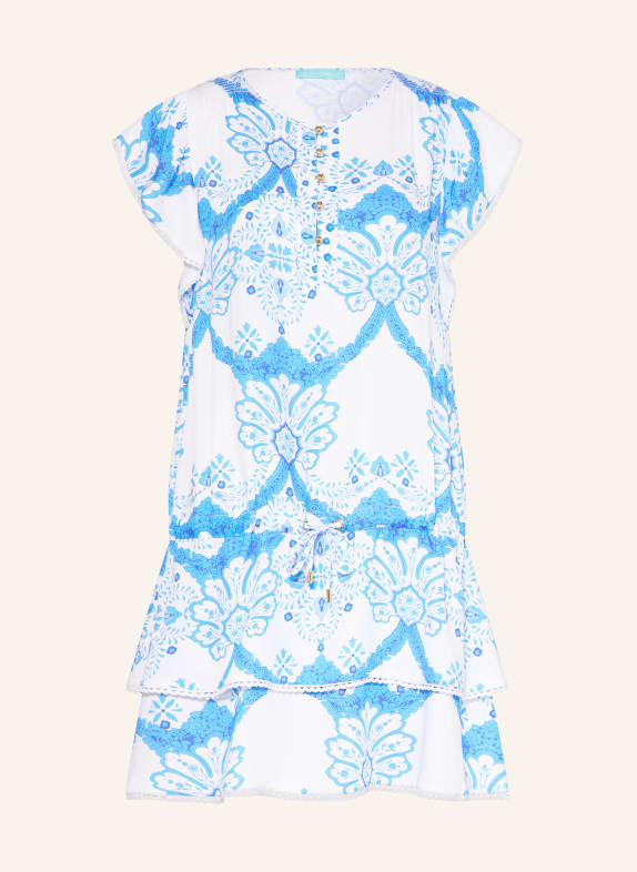 MELISSA ODABASH Strandkleid LENNI TÜRKIS / WEISS