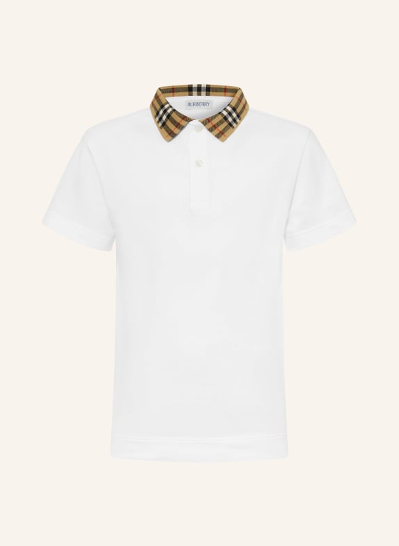 BURBERRY piqué polo shirt WHITE / BEIGE / RED