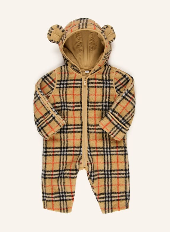 BURBERRY Teddyfell-Overall MADISON BEIGE / ROT / SCHWARZ