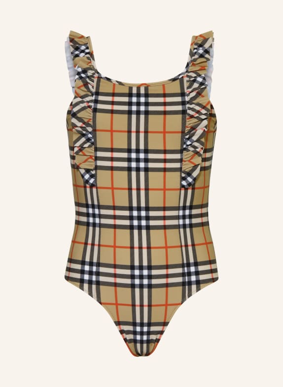 BURBERRY kostium kąpielowy CAMELOWY / CZERWONY / CZARNY