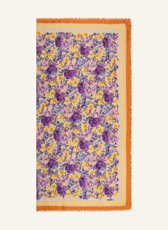 VALENTINO GARAVANI Tuch mit Cashmere LILA / BEIGE / ORANGE