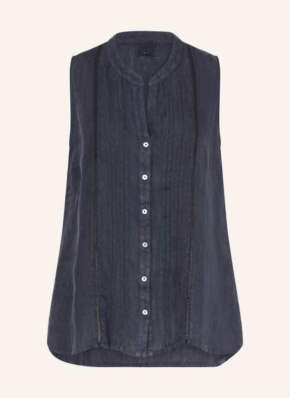 120%lino Lněná halenka TMAVĚ MODRÁ